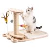 Cat Toy with Feather Stick Cat Scratching Post with Mat